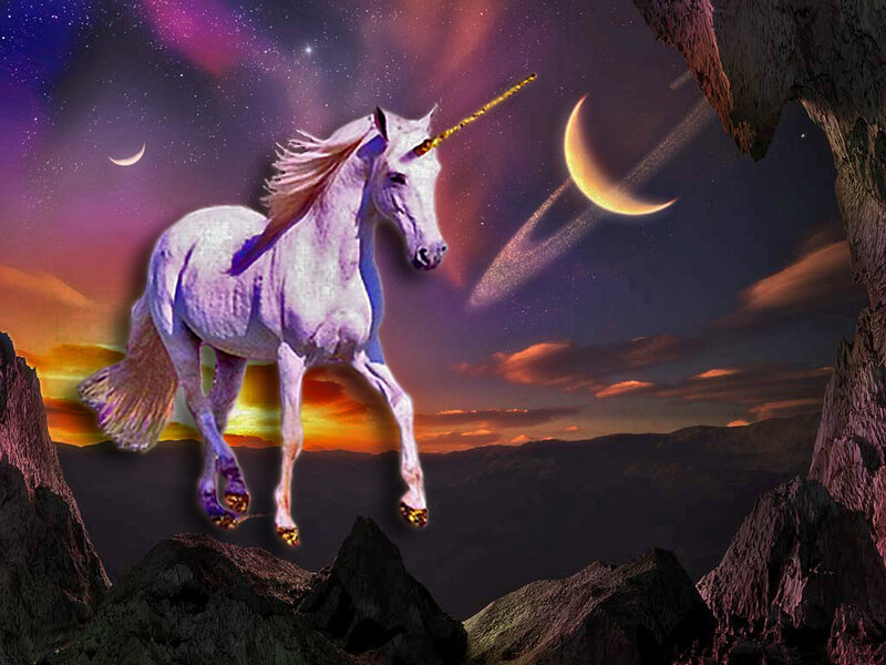 White Unicorn in Mountains
