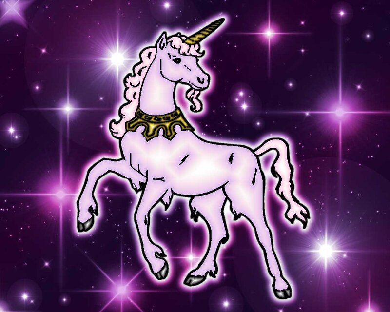 White Unicorn in Space — Purple