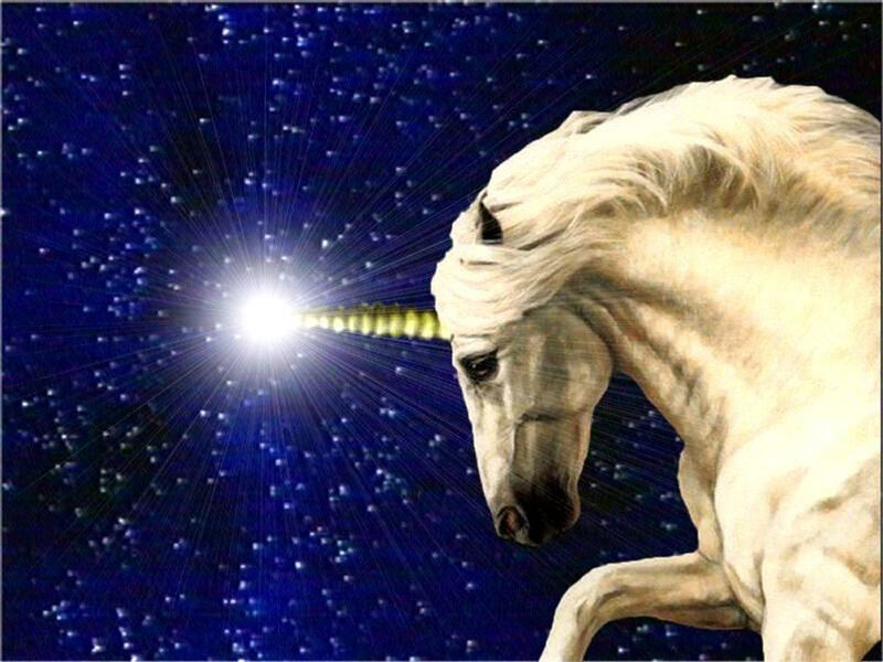 White Unicorn in Space