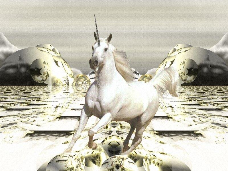 White Unicorn in Water — Dreamlike