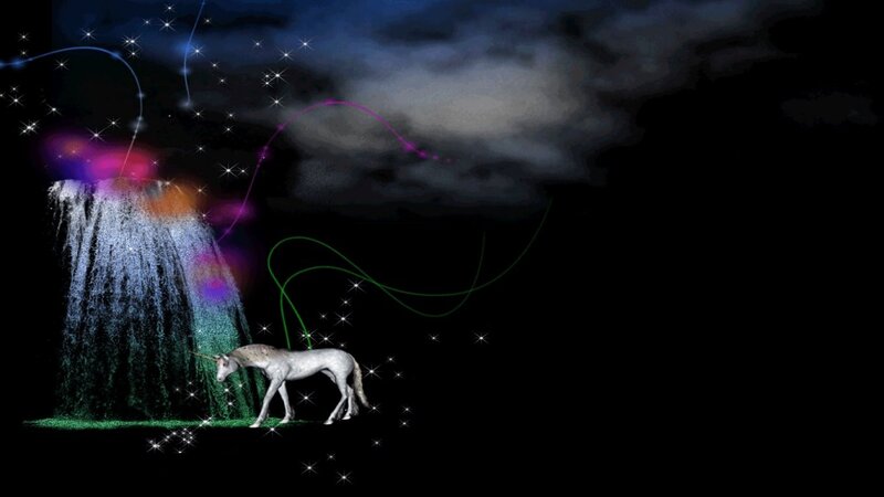 White Unicorn Near Waterfall