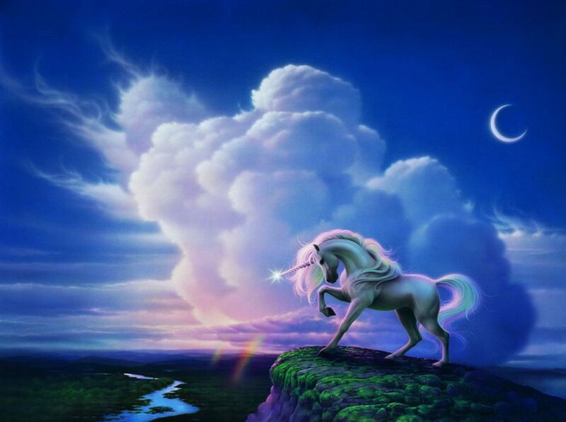 White Unicorn on Cliff