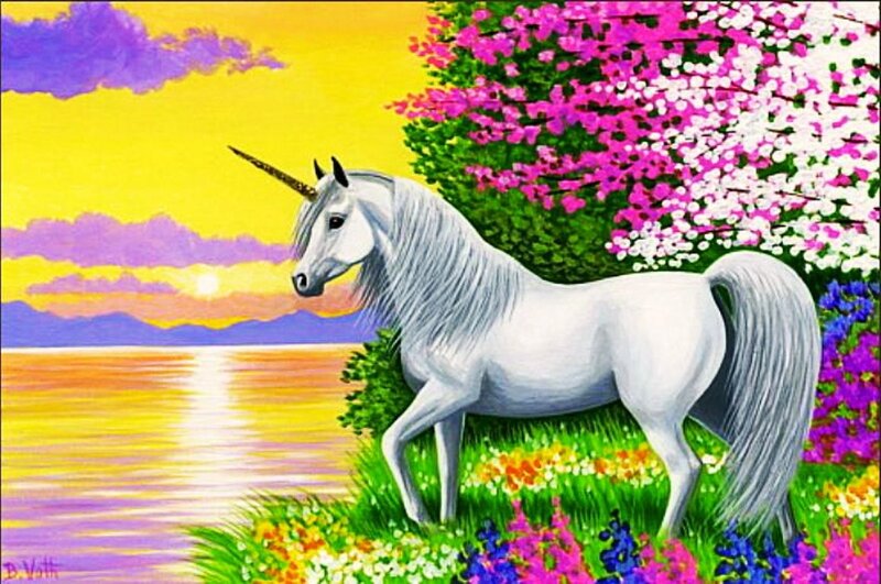 White Unicorn on Grass