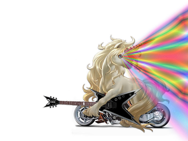 White Unicorn on Motorcycle