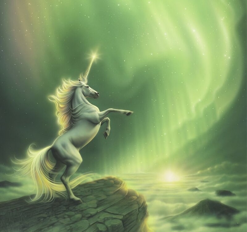 White Unicorn Rearing — Green