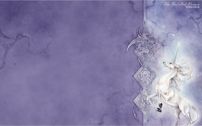 White Unicorn Rearing — Purple, Fantasy