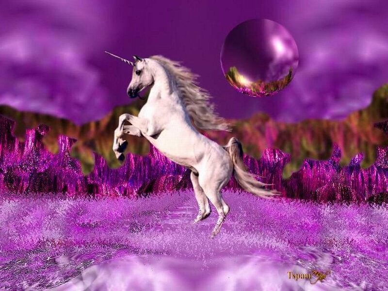 White Unicorn Rearing — Purple
