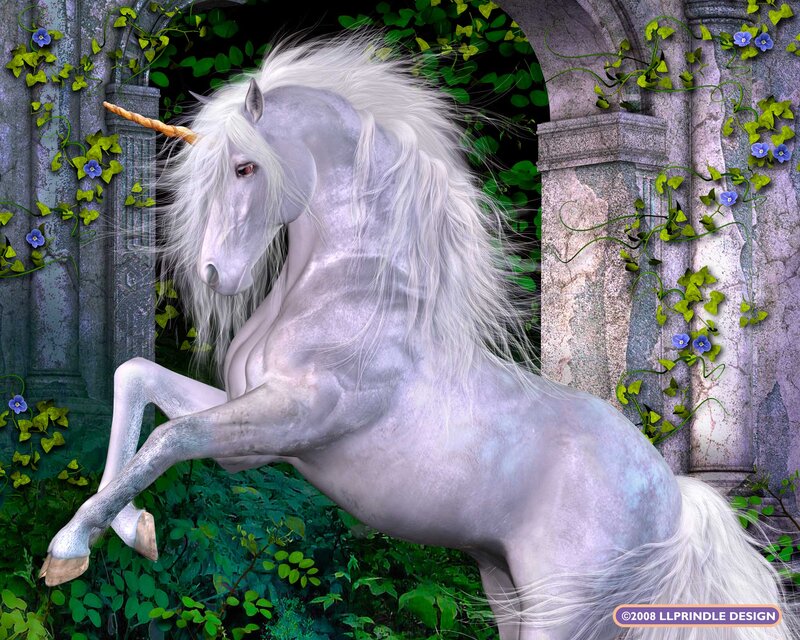 White Unicorn Rearing — Serene