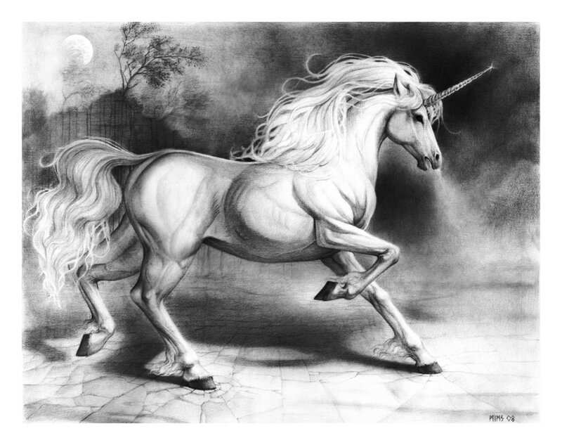 White Unicorn Running — Black