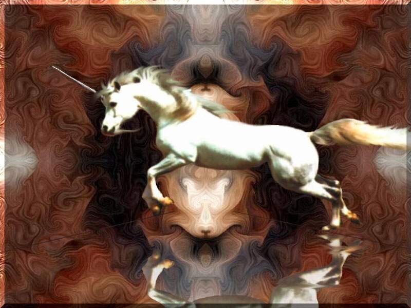 White Unicorn Running — Brown, Dramatic
