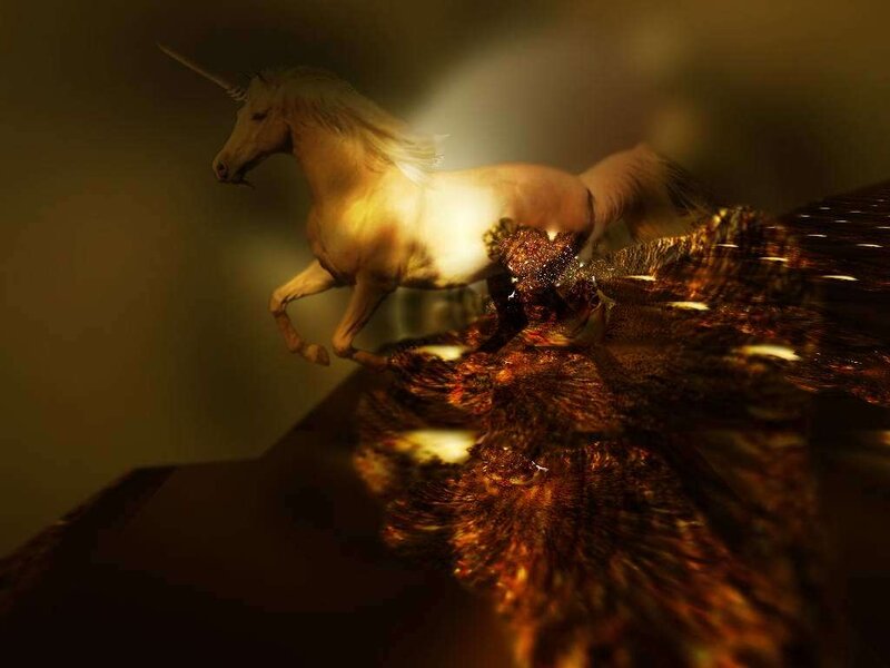 White Unicorn Running — Brown