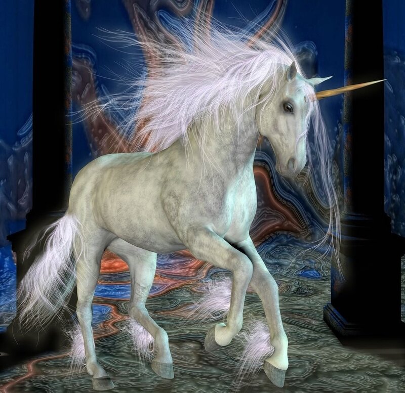 White Unicorn Running — Dramatic, Digital Art