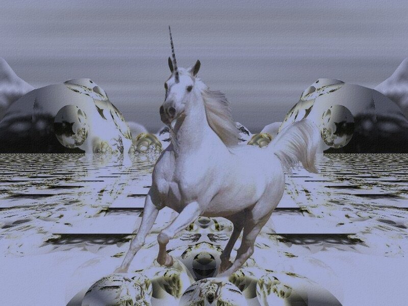 White Unicorn Running — Dreamlike
