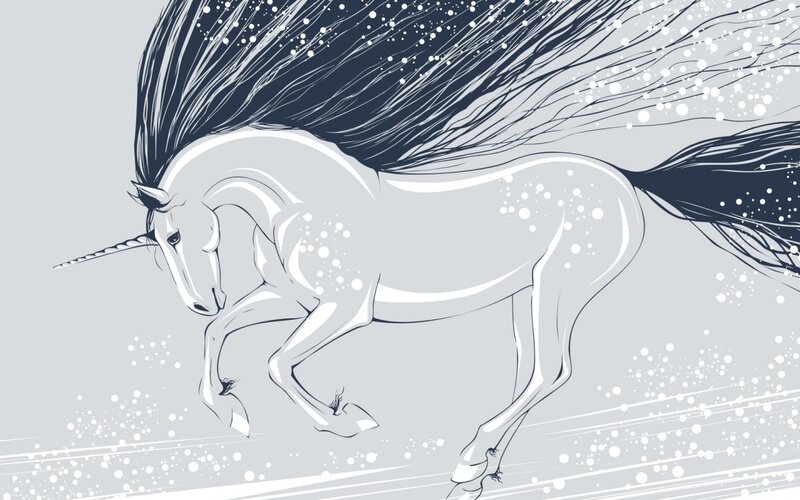 White Unicorn Running — Gray, Dynamic