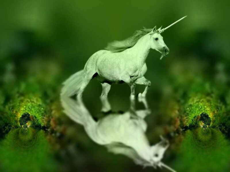 White Unicorn Running — Green