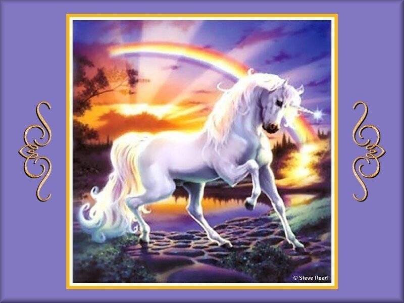 White Unicorn Running — Purple, Magical