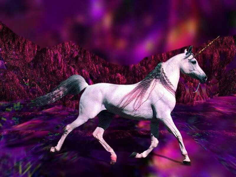 White Unicorn Running — Purple