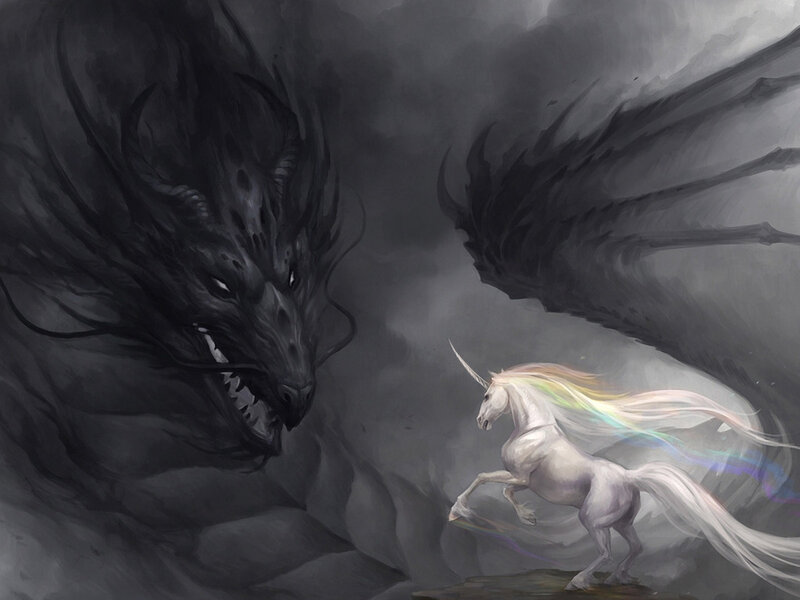 White Unicorn Vs Black Dragon