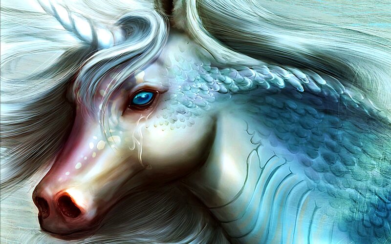 White Unicorn with Blue Eye