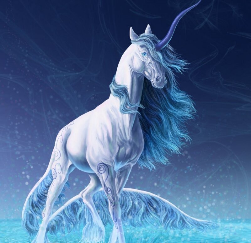 White Unicorn with Blue Mane