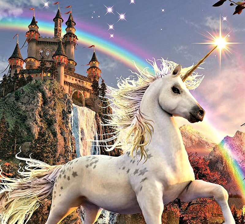 White Unicorn with Castle — Magical