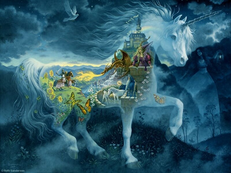 White Unicorn with Castle