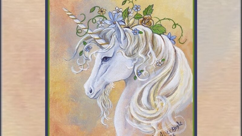 White Unicorn with Flowers — Serene