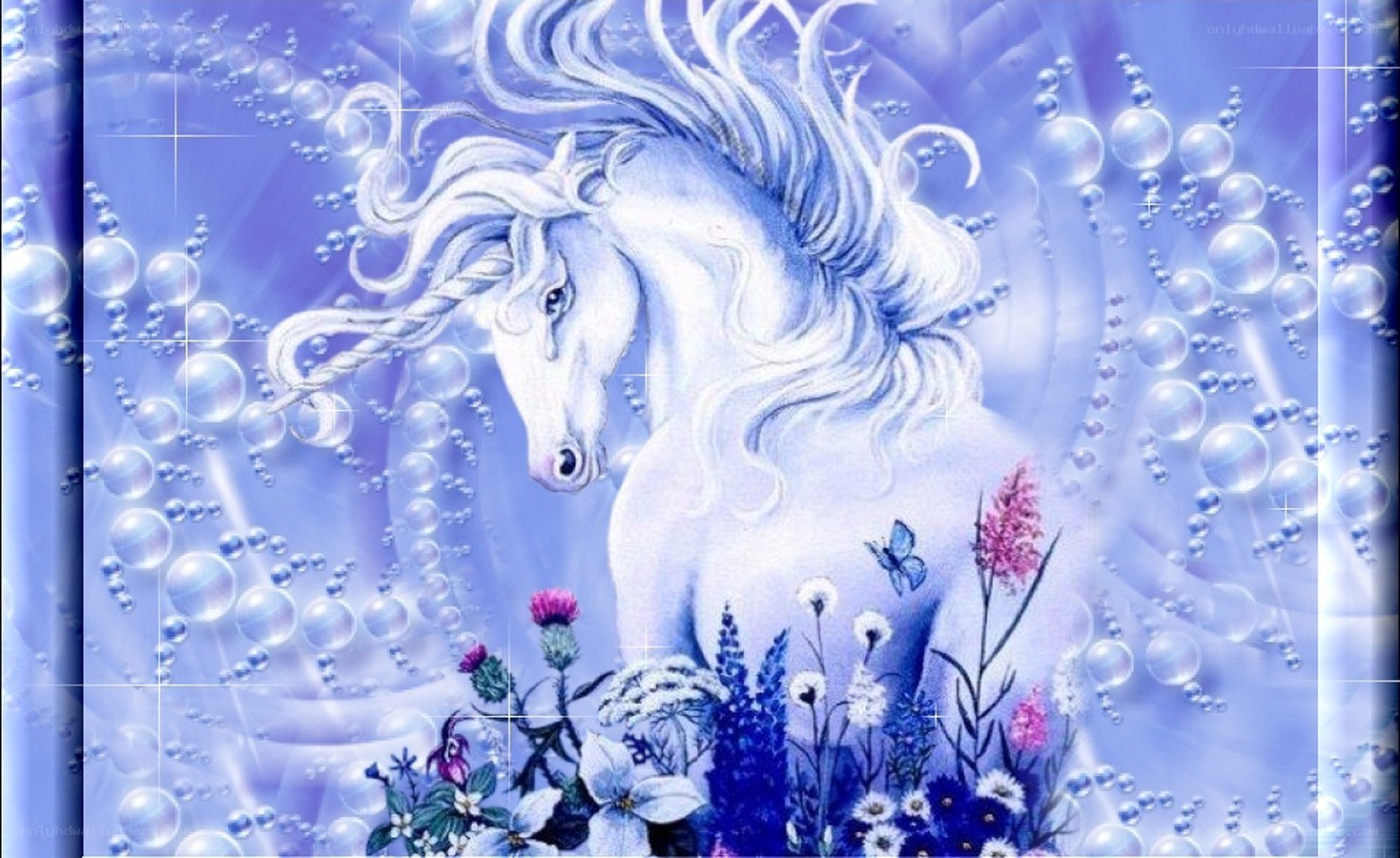 White unicorn with flowers