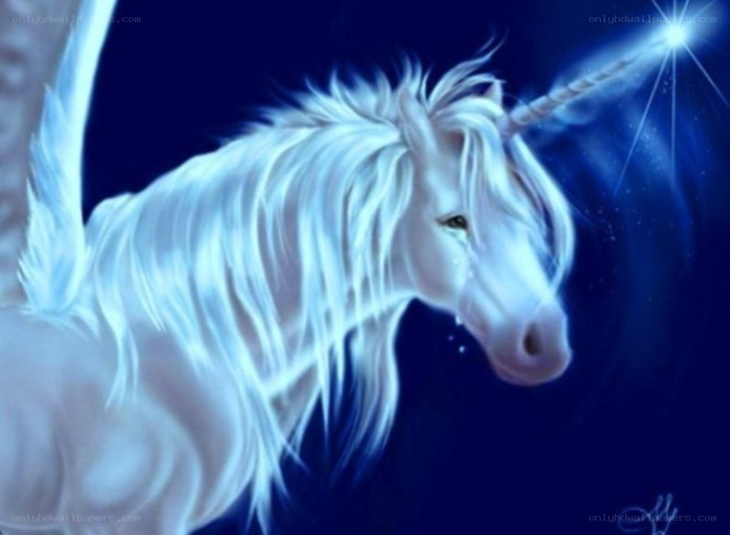 white unicorn with glowing horn
