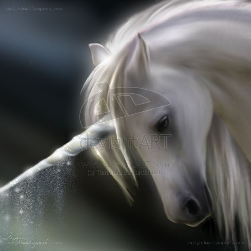 white unicorn with glowing horn