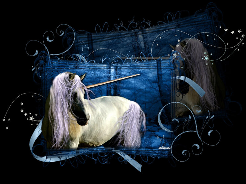 White Unicorn with Horn — Blue