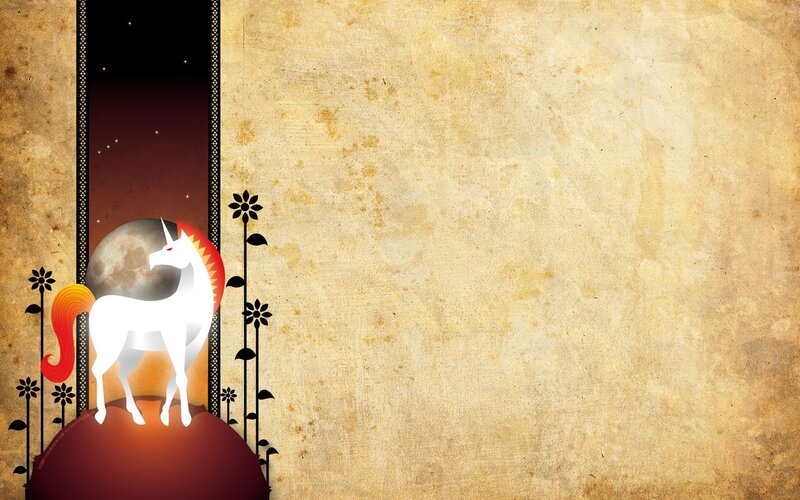 White Unicorn with Rainbow Mane — Beige