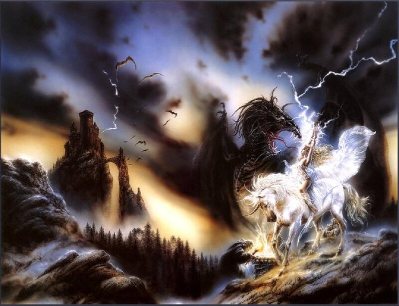 White Unicorn with Rider