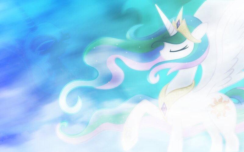 White Unicorn with Wings — Blue, Serene
