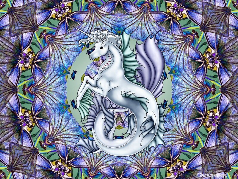 White Unicorn with Wings — Blue
