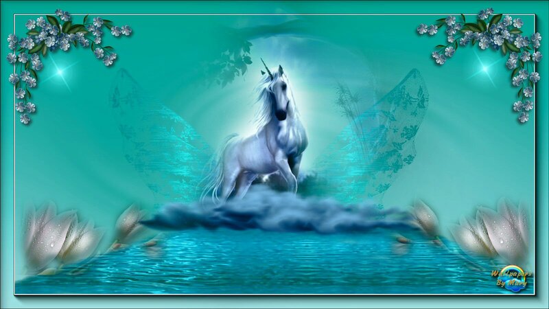 White Unicorn with Wings — Teal