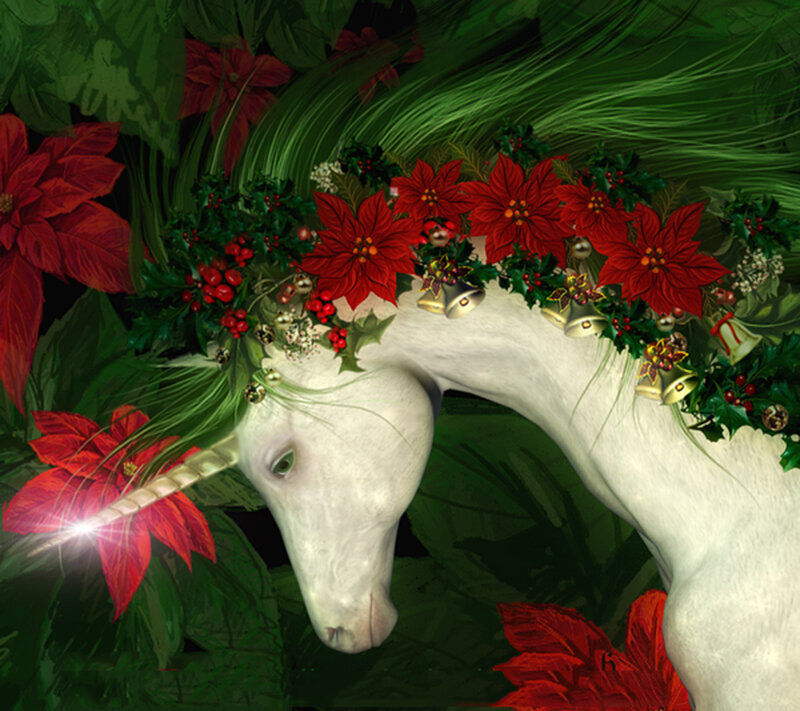 White Unicorn with Wreath