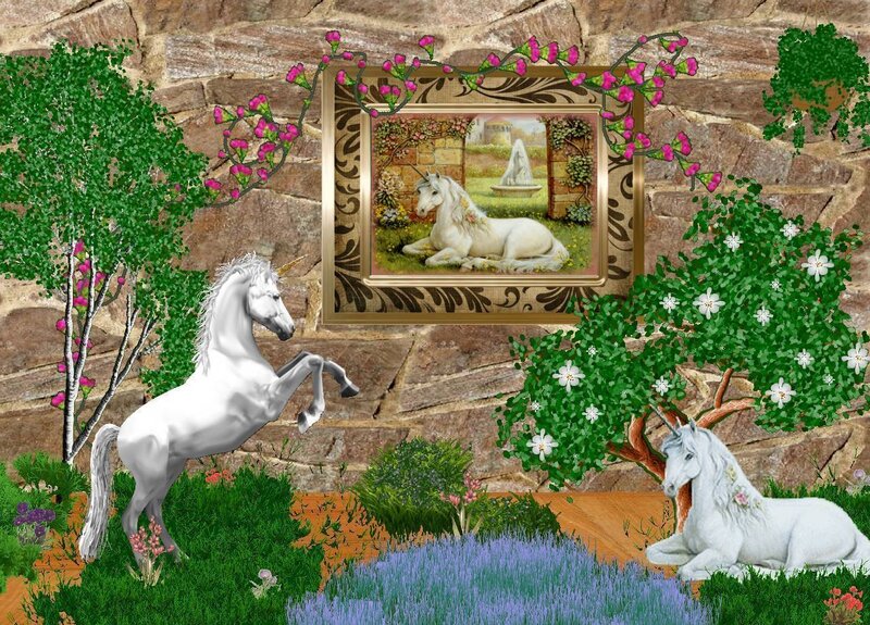 White Unicorns in Garden