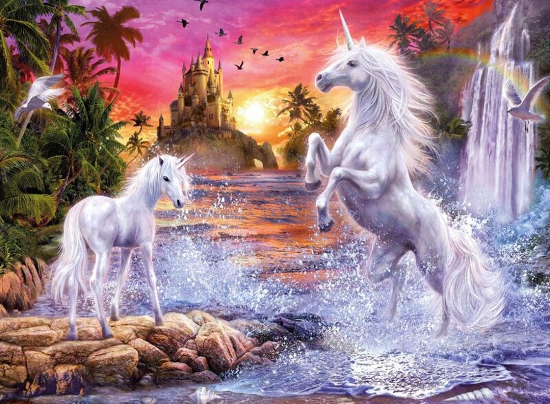 White Unicorns in Water — Pink