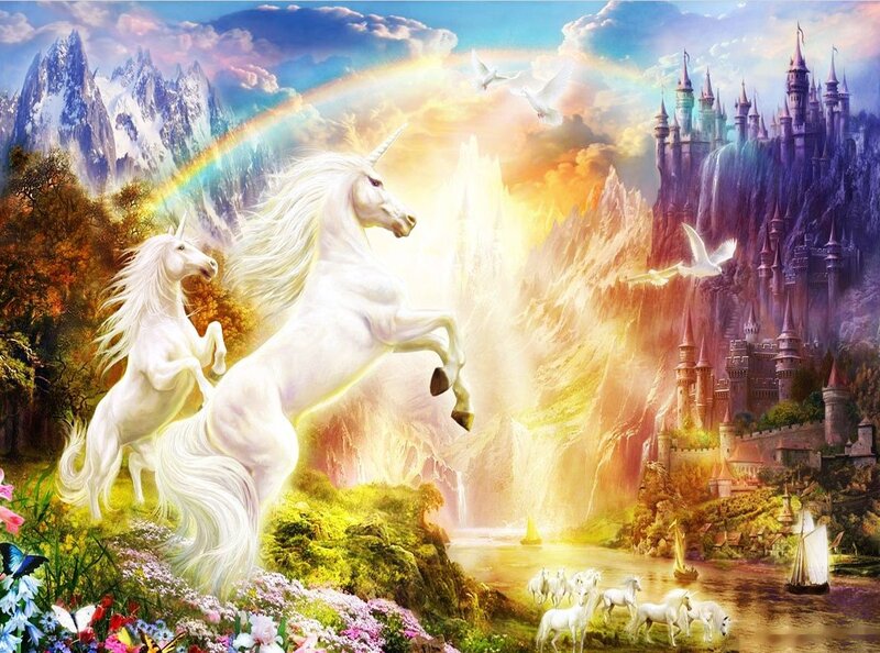 White Unicorns Rearing — Fantastical