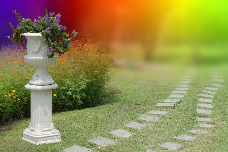 White Urn with Flowers