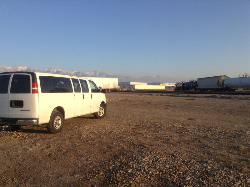 White Van in Dirt Lot