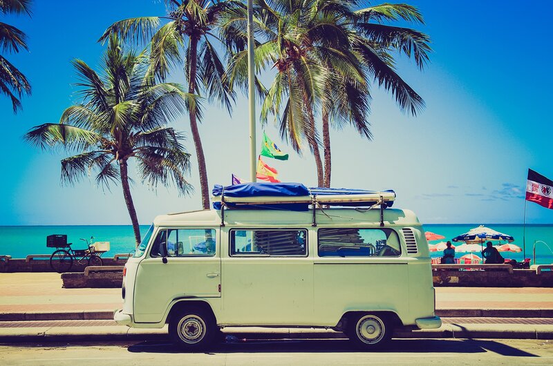 White Van on Beach