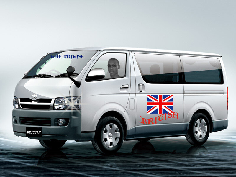 White van with British flag