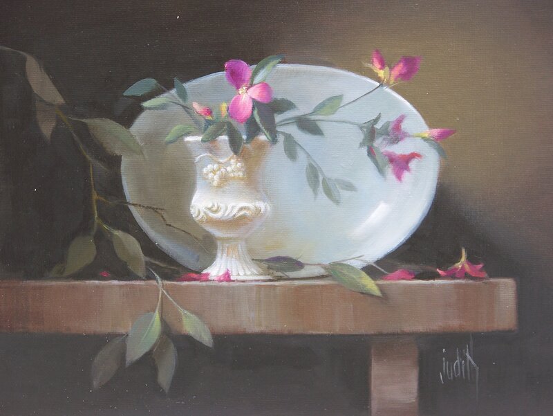 White Vase with Flowers