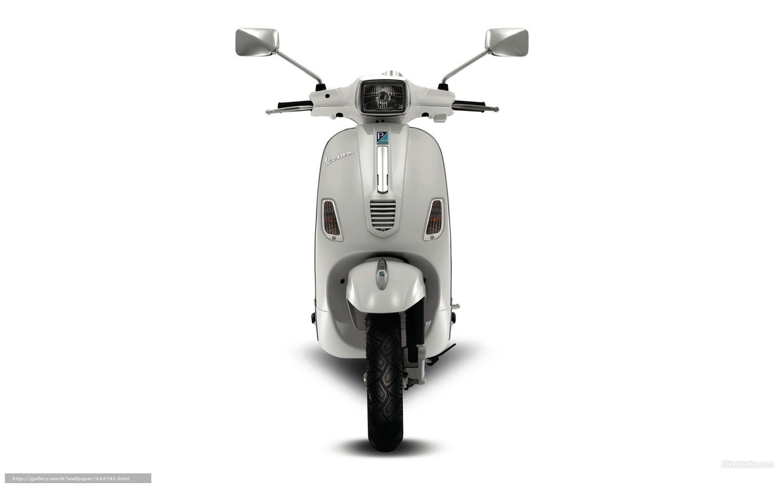 white vespa scooter front view