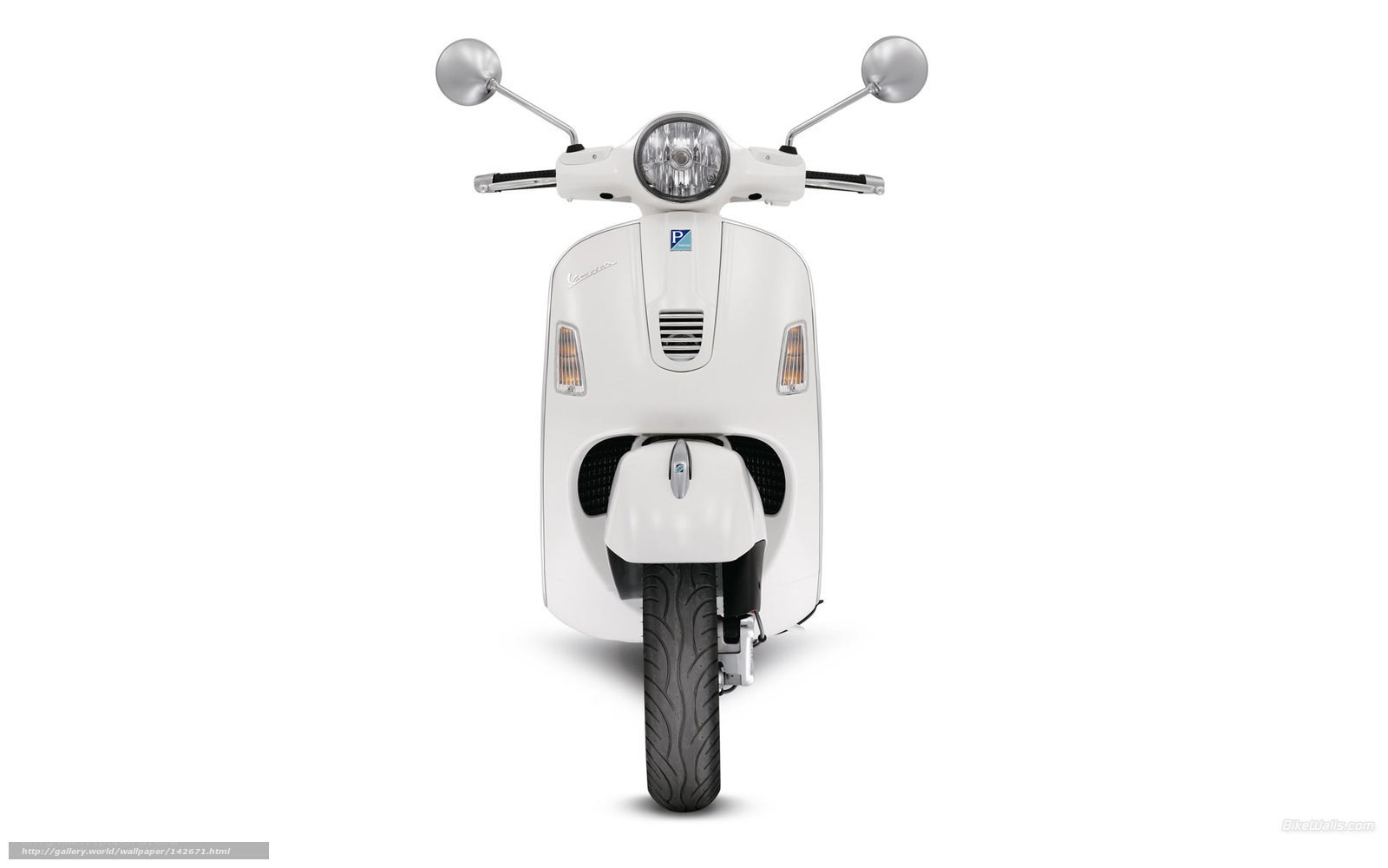 white vespa scooter front view