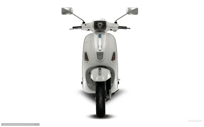 White Vespa Scooter — Neutral, Photograph, Handlebars