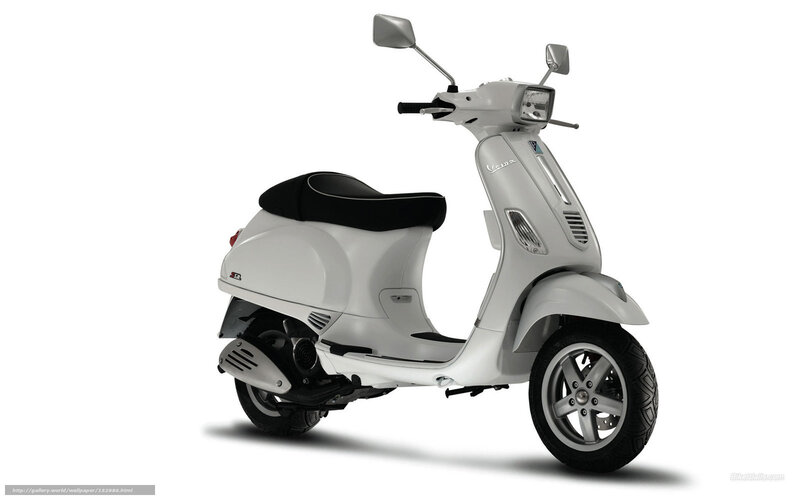 White Vespa Scooter — Neutral, Photograph, Seat, Mirror, Wheel