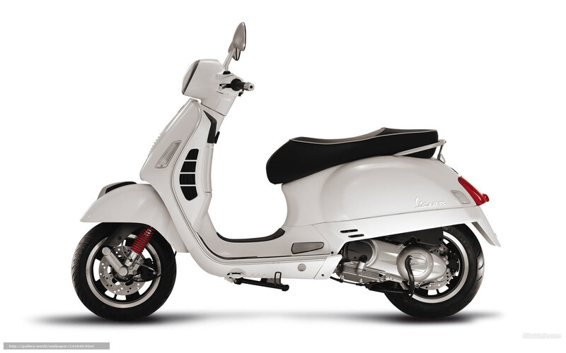 White Vespa Scooter — Neutral, Photograph